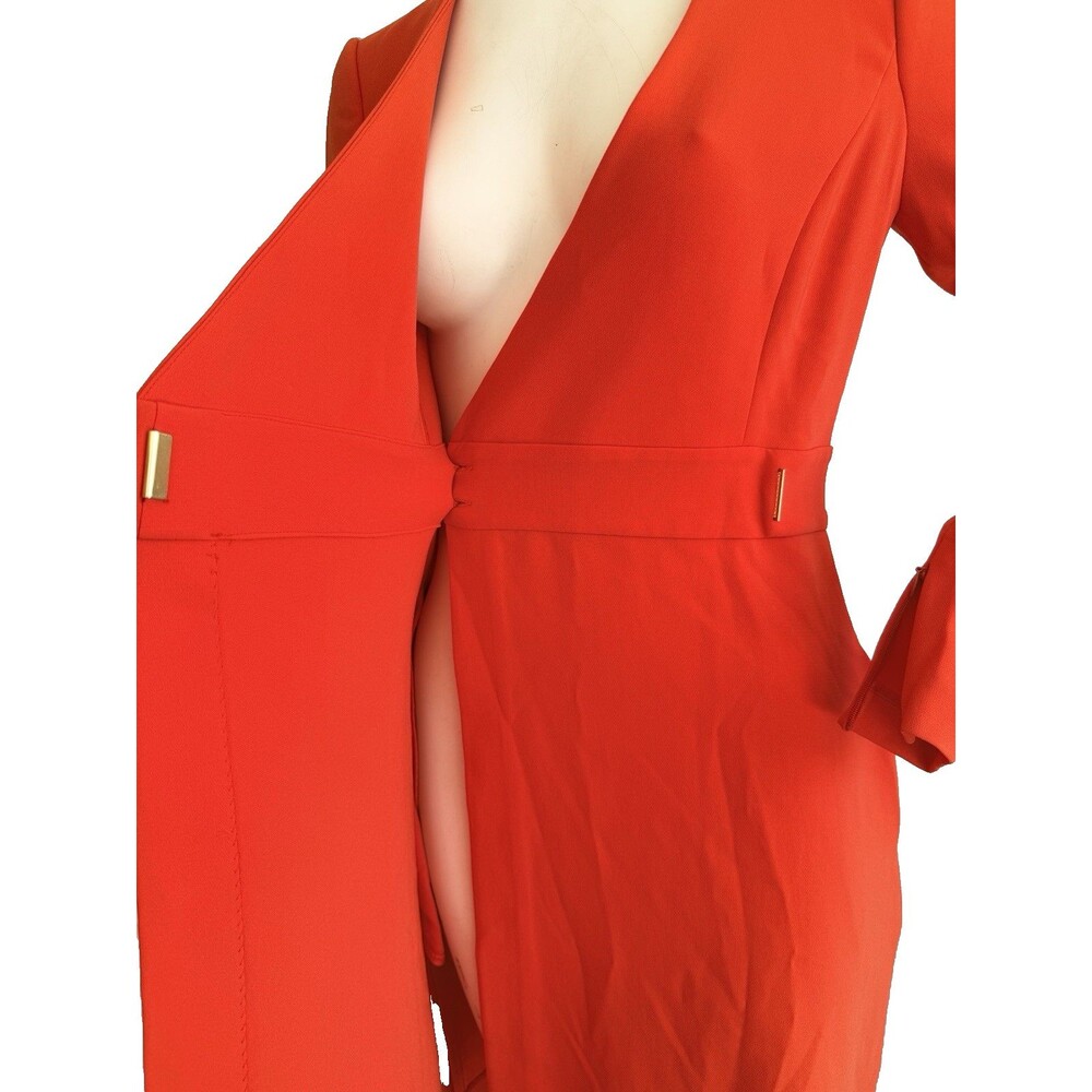 DIANE VON FURSTENBERG Wrap Dress Coral Red Long Sleeve Knee Length Size 4 - Picture 8 of 11